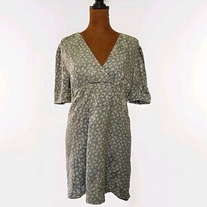 Vintage 80s MayeeLok Dress Short Sleeve Floral Butterfly Silk Lined Size M Paris